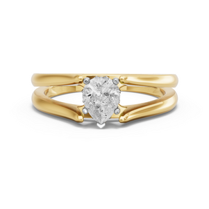 Image for Pear Lotus Basket Ring with Split Ring Solitaire band