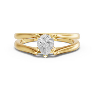 Image for Pear Lotus Basket Ring with Split Ring Solitaire band