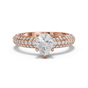 Image for Pear Lotus Basket Ring with Triple Row Pave band