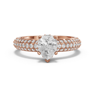 Image for Pear Lotus Basket Ring with Triple Row Pave band in 18K Rose Gold