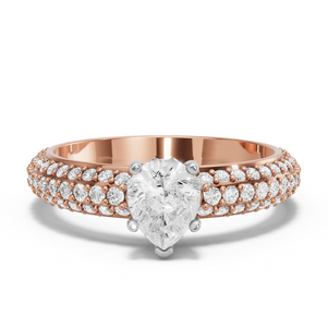 Image for Pear Lotus Basket Ring with Triple Row Pave band