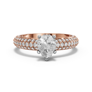 Image for Pear Lotus Basket Ring with Triple Row Pave band