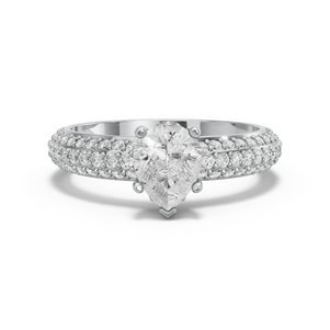 Image for Pear Lotus Basket Ring with Triple Row Pave band