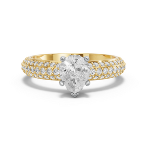 Image for Pear Lotus Basket Ring with Triple Row Pave band