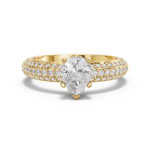 Image for Pear Lotus Basket Ring with Triple Row Pave band