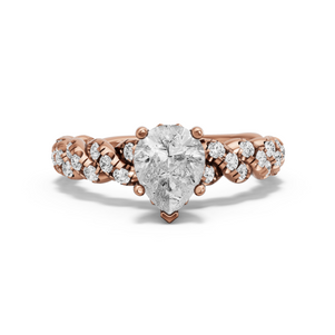 Image for Pear Lotus Basket Ring with Twist Pave band in 18K Rose Gold