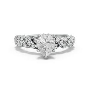 Image for Pear Lotus Basket Ring with Twist Pave band