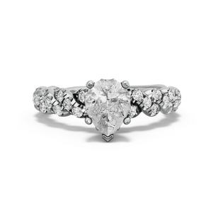 Image for Pear Lotus Basket Ring with Twist Pave band in 18K White Gold