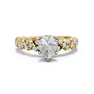 Image for Pear Lotus Basket Ring with Twist Pave band