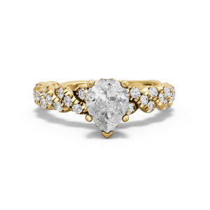 Image for Pear Lotus Basket Ring with Twist Pave band
