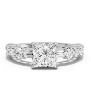 Image for Princess Lotus Basket Ring with Alternating Baguette band