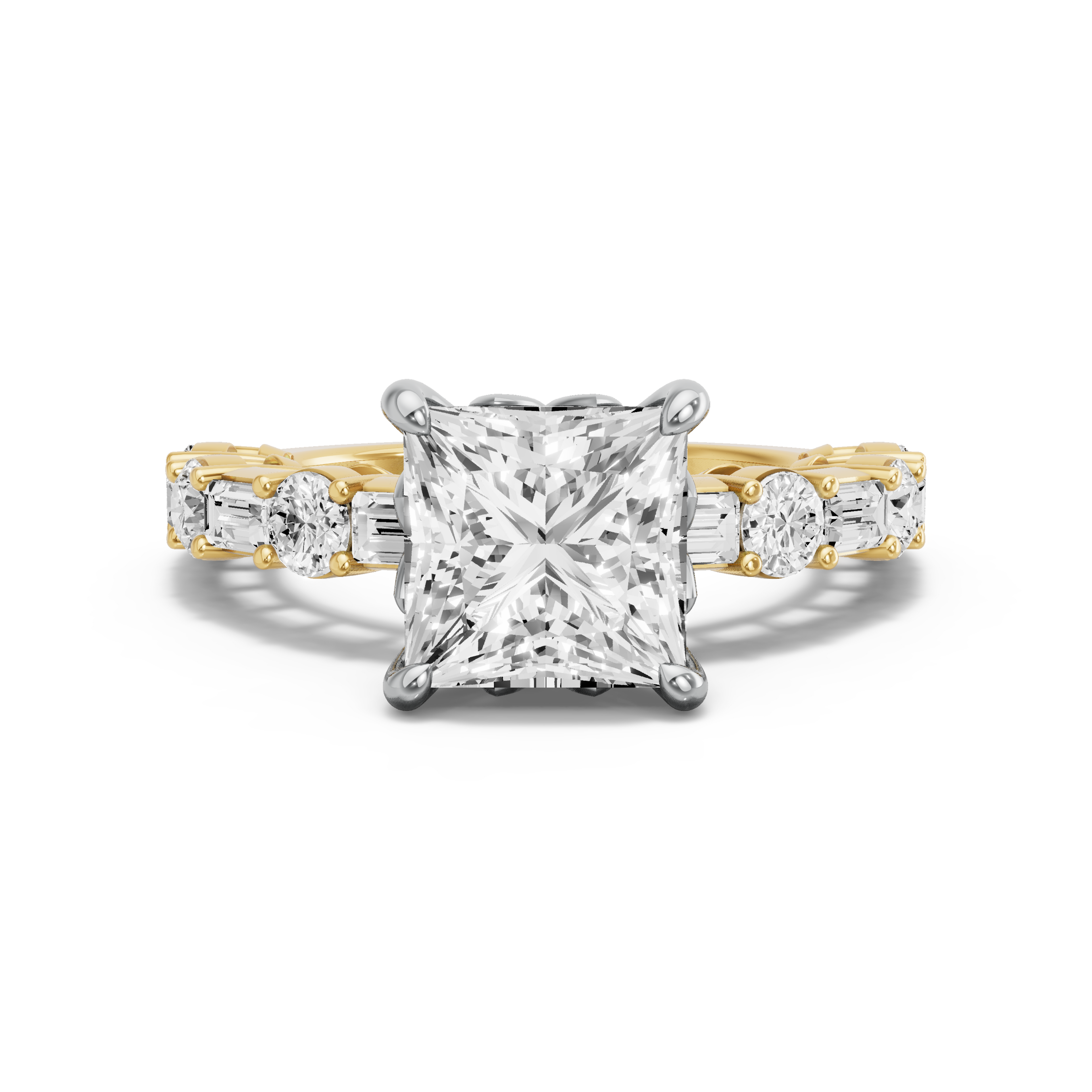 Image for Princess Lotus Basket Ring with Alternating Baguette band in 18K Rose Gold