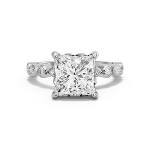 Image for Princess Lotus Basket Ring with Alternating Baguette band in 950 Platinum