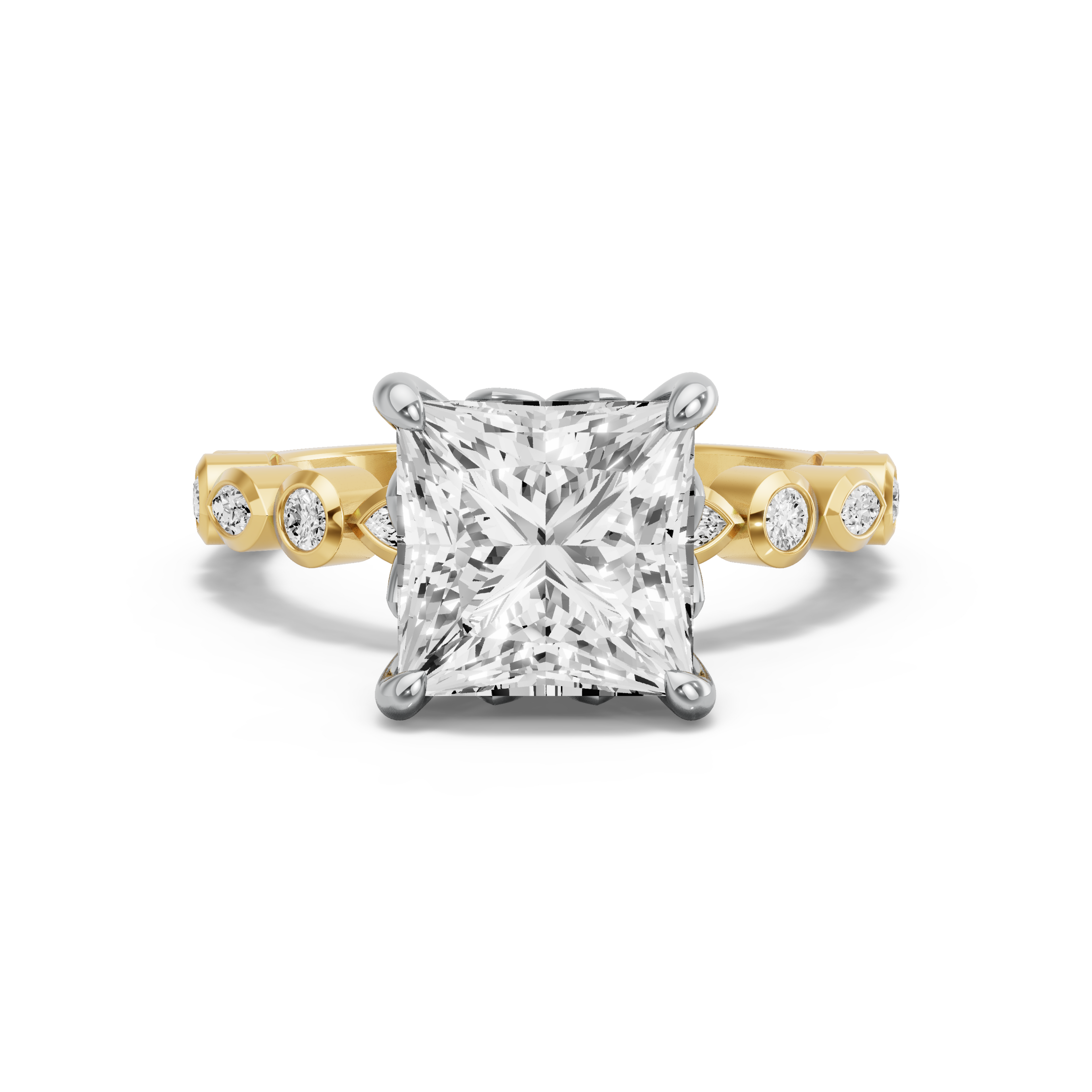 Image for Princess Lotus Basket Ring with Alternating Marquise band in 18K Rose Gold