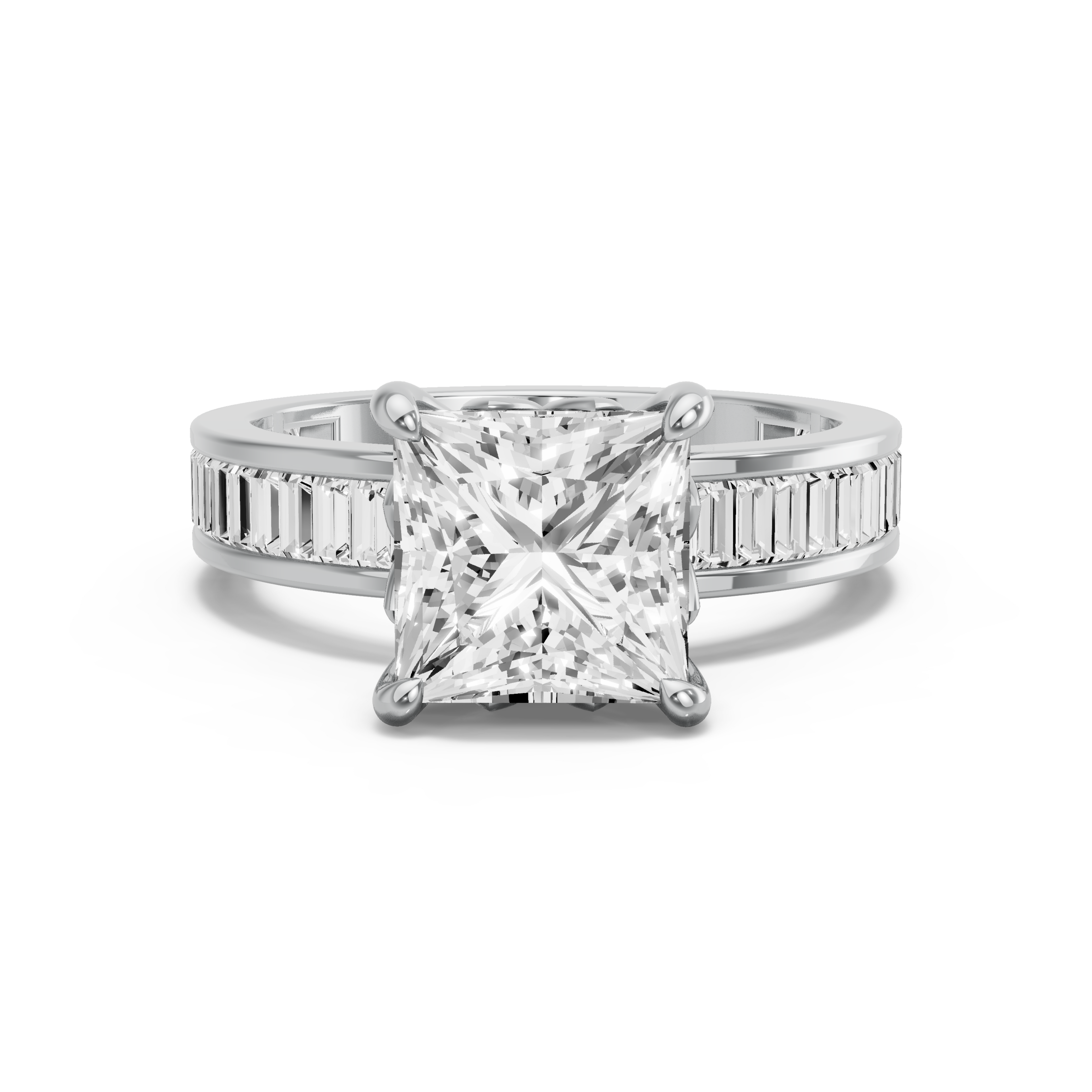 Image for Princess Lotus Basket Ring with Baguette Channel band in 10K Two Tone Rose Gold