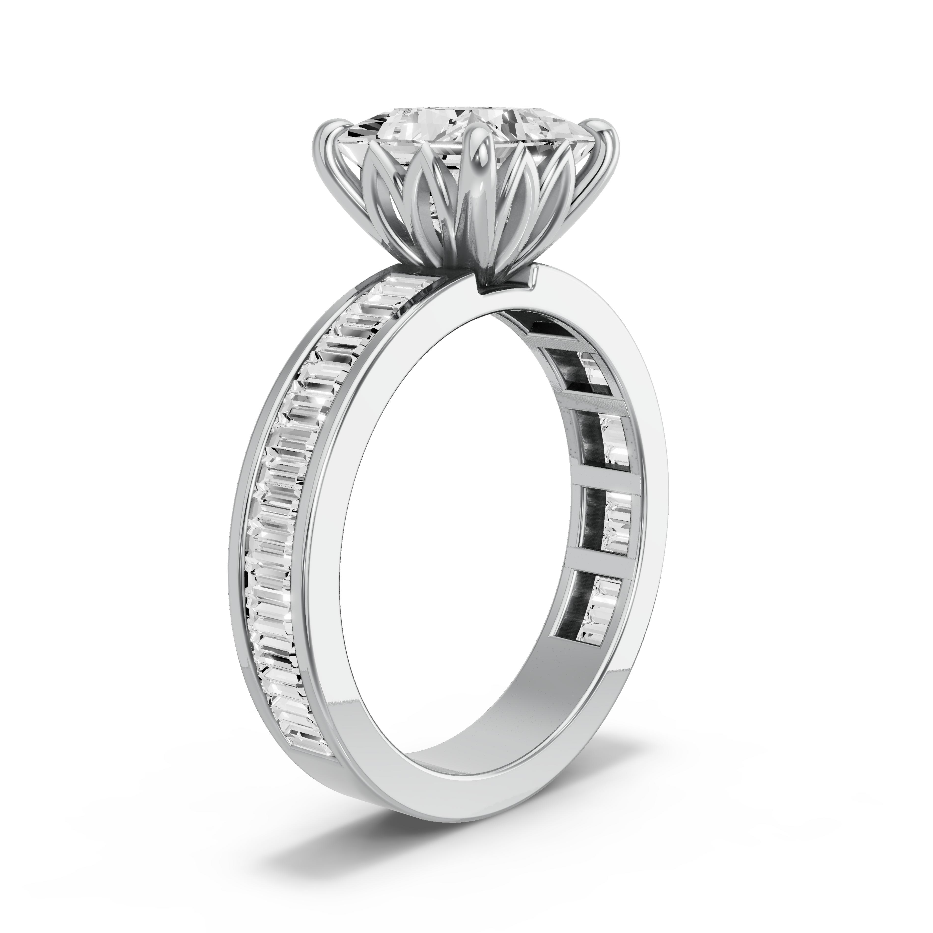 Image for Princess Lotus Basket Ring with Alternating Marquise band in 950 Platinum