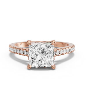 Image for Princess Lotus Basket Ring with Cathedral Pave band
