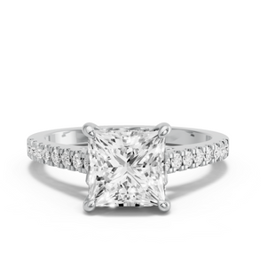 Image for Princess Lotus Basket Ring with Cathedral Pave band
