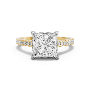 Image for Princess Lotus Basket Ring with Cathedral Pave band