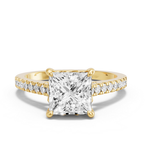 Image for Princess Lotus Basket Ring with Cathedral Pave band