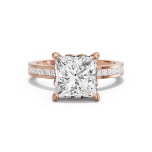 Image for Princess Lotus Basket Ring with Channel band in 18K Yellow Gold