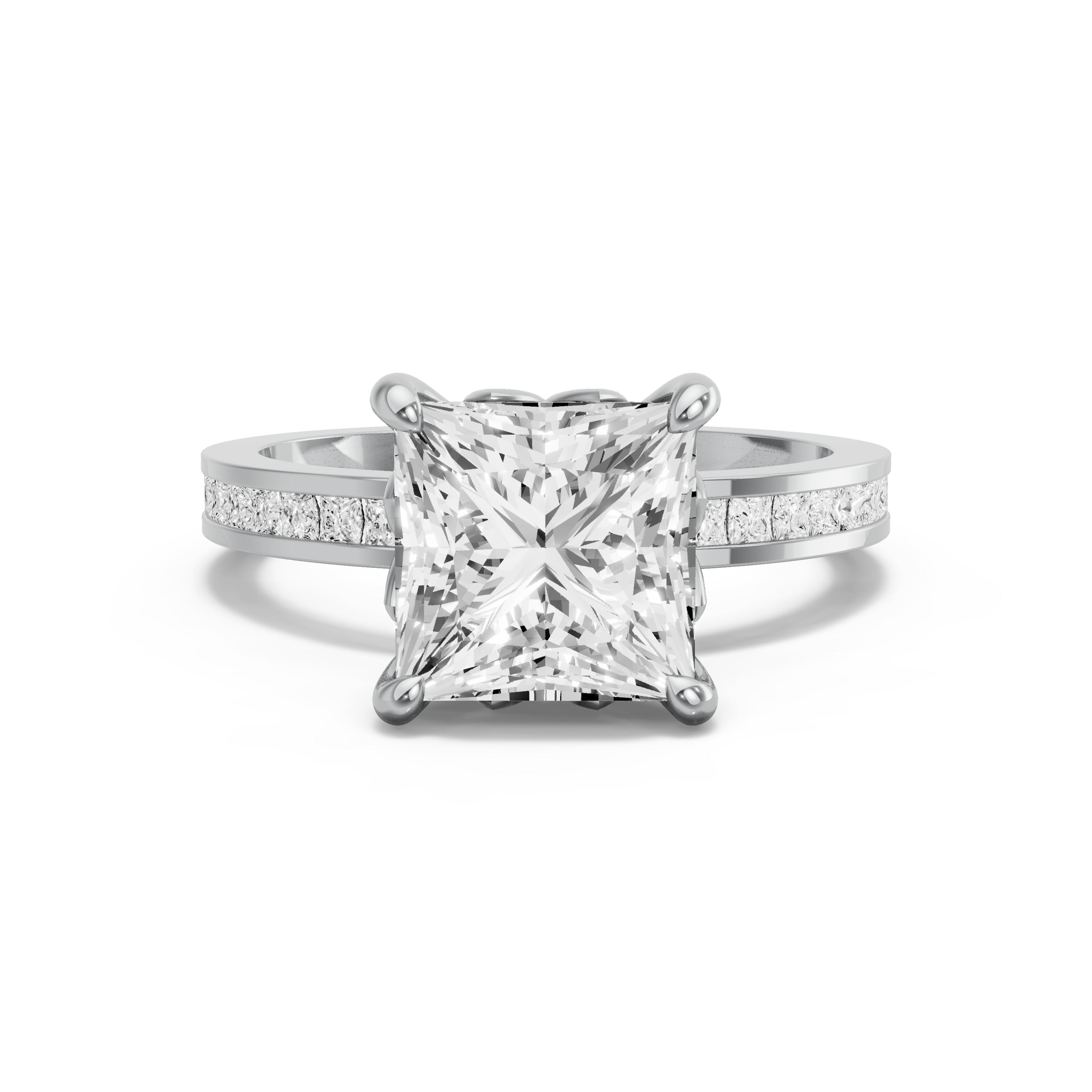 Image for Princess Lotus Basket Ring with Channel band in 14K Two Tone Rose Gold
