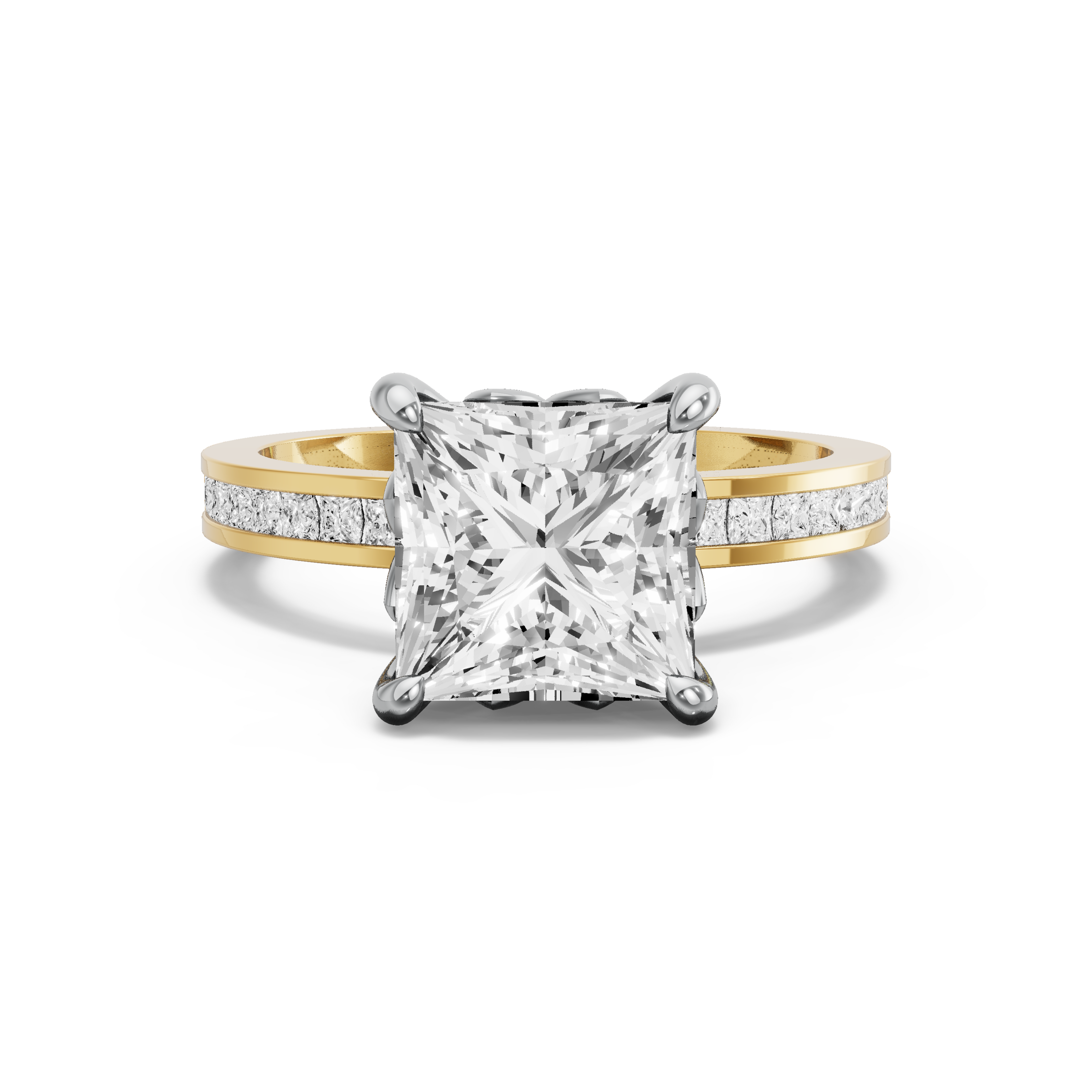 Image for Princess Lotus Basket Ring with Channel band in 10K Rose Gold