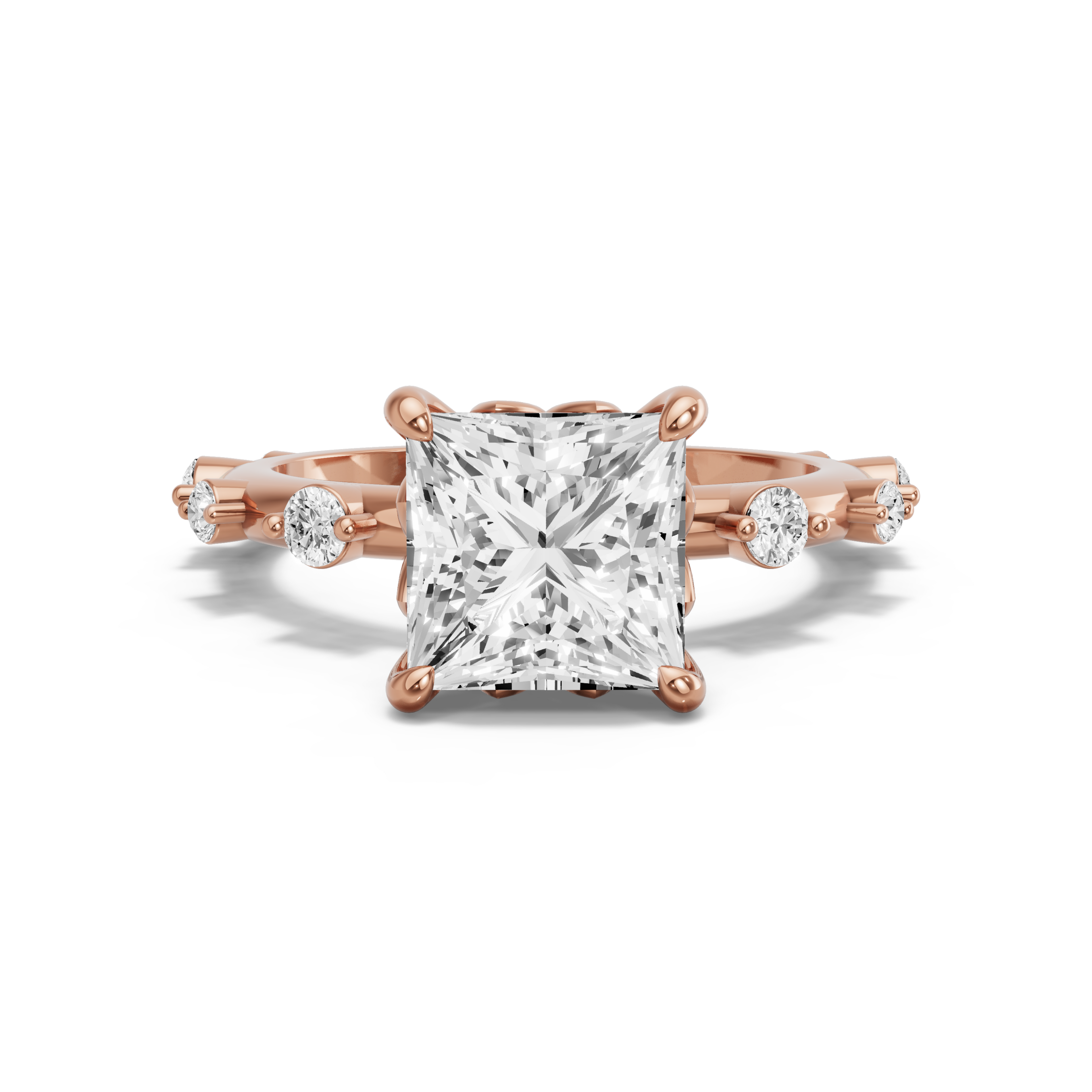 Image for Princess Lotus Basket Ring with Floating Station band in 14K Yellow Gold