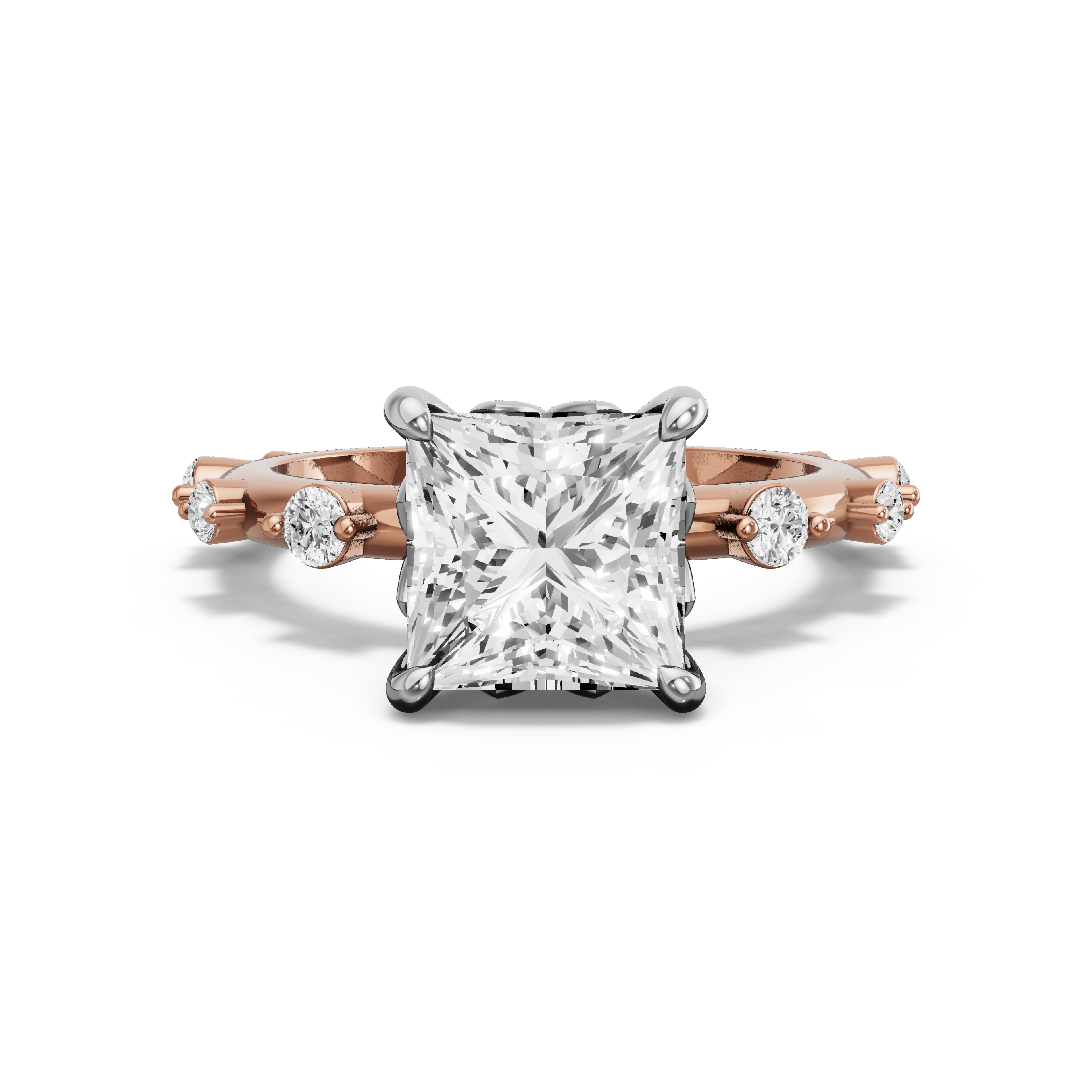Image for Princess Lotus Basket Ring with Floating Station band in 14K Two Tone Yellow Gold