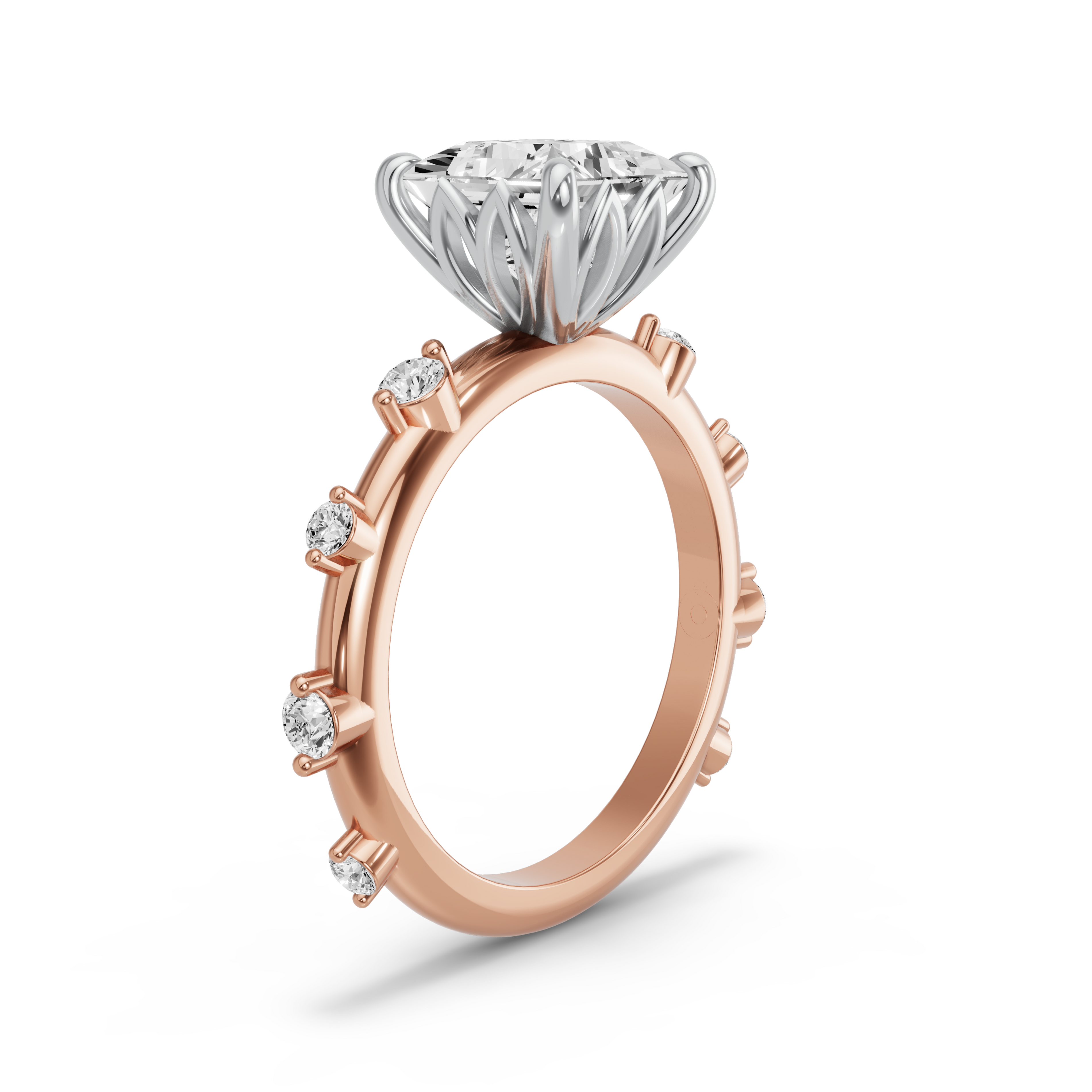 Image for Princess Lotus Basket Ring with Floating Station band in 10K Two Tone Yellow Gold