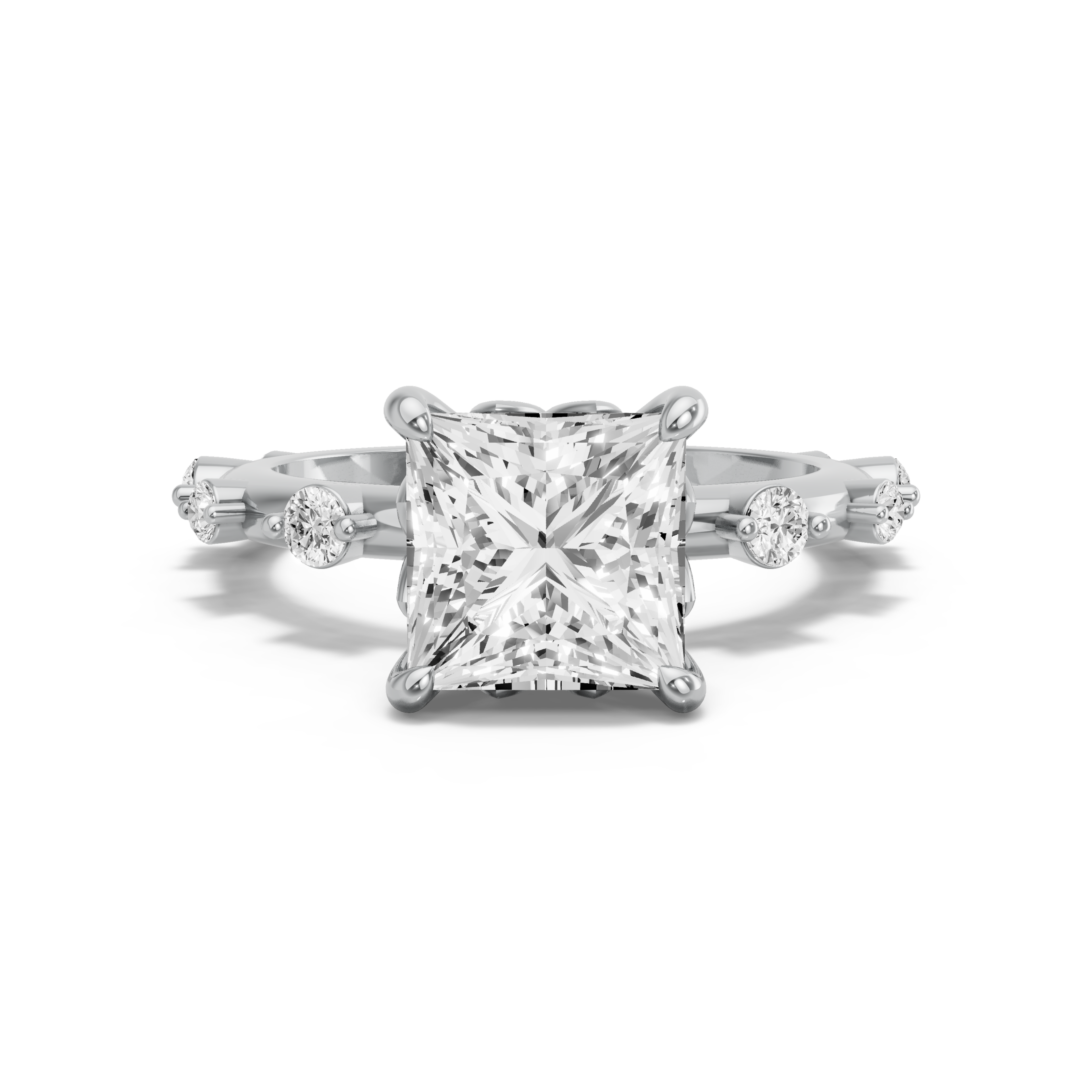Image for Princess Lotus Basket Ring with Channel band in 950 Platinum