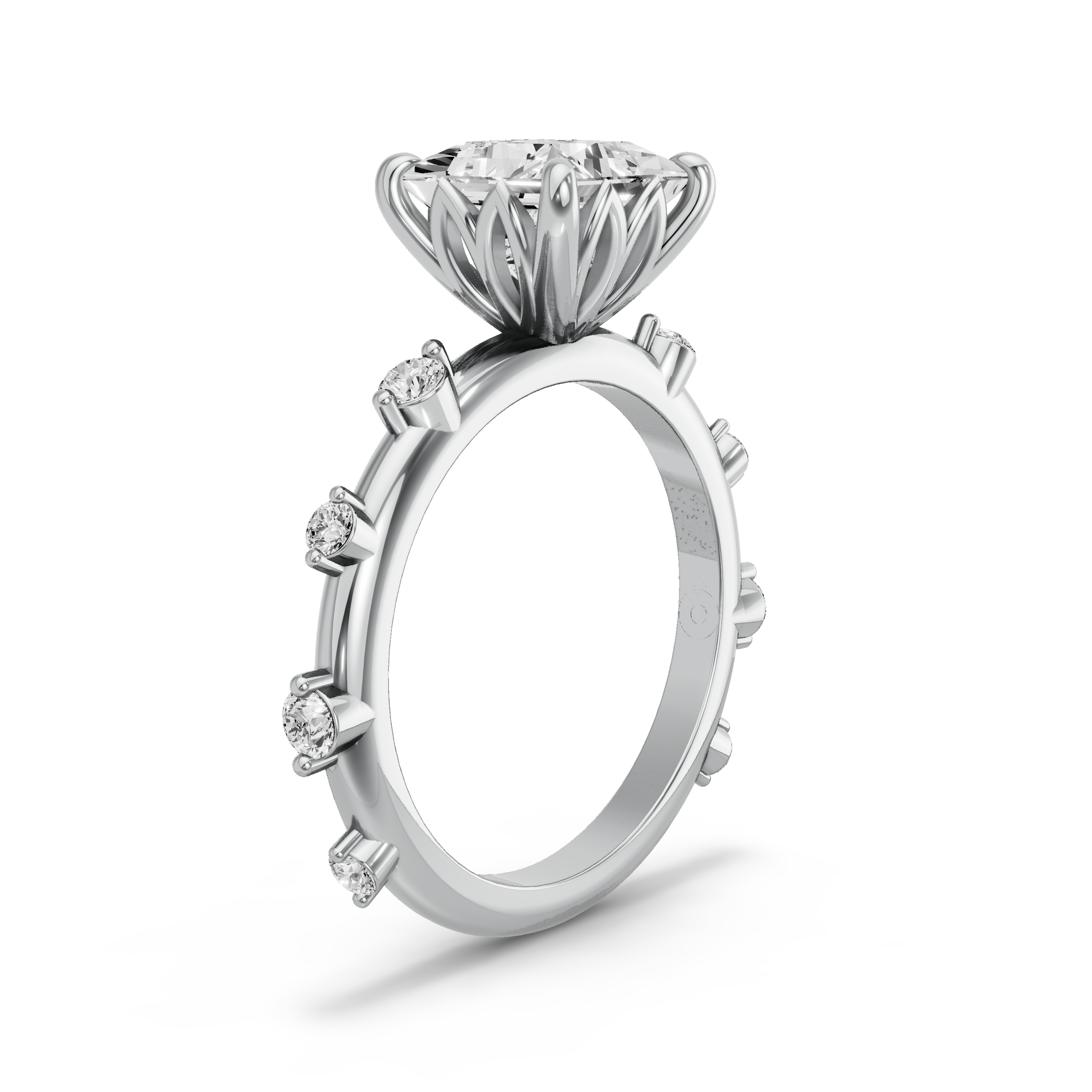 Image for Princess Lotus Basket Ring with Floating Station band in 14K Two Tone Rose Gold
