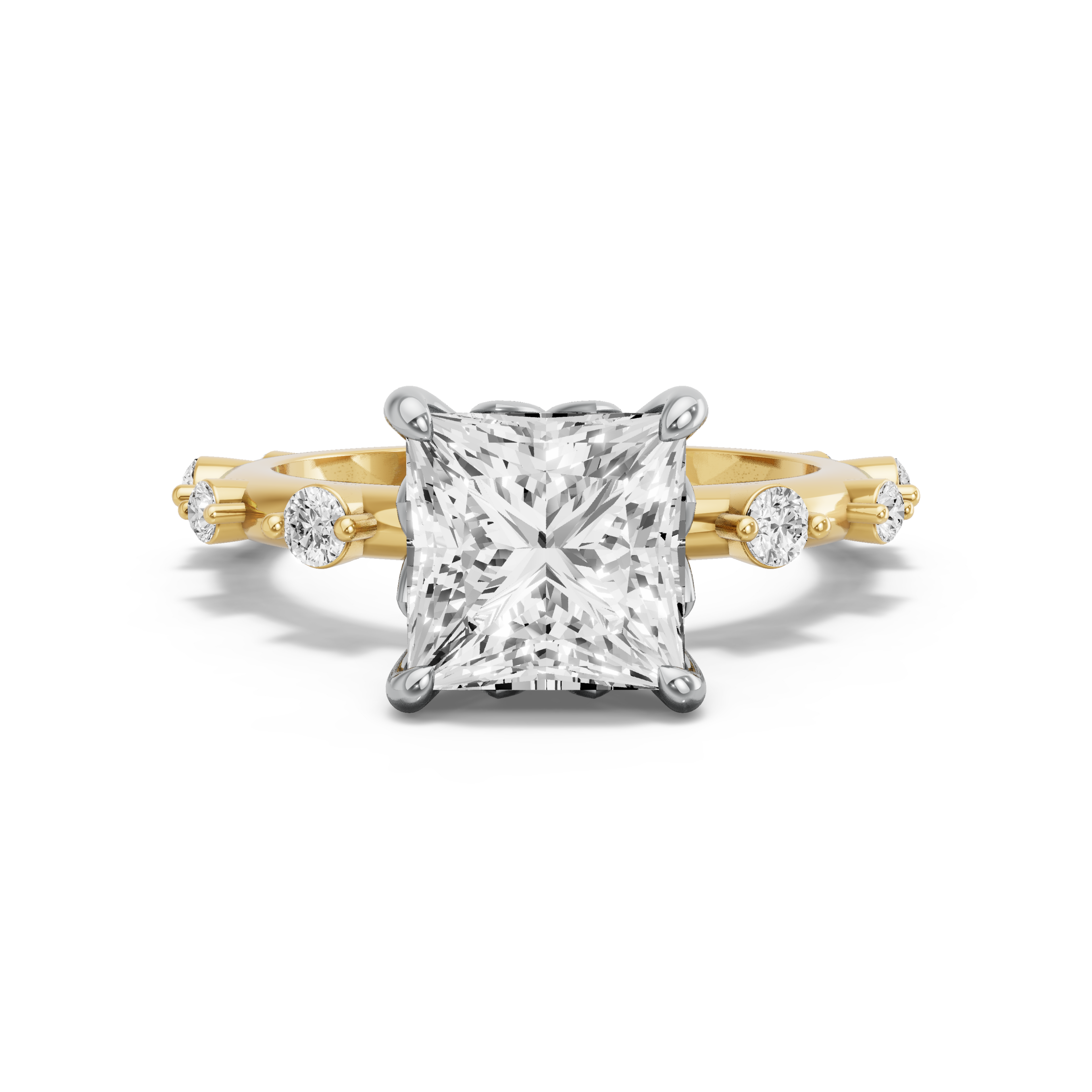 Image for Princess Lotus Basket Ring with Floating Station band in 18K Rose Gold