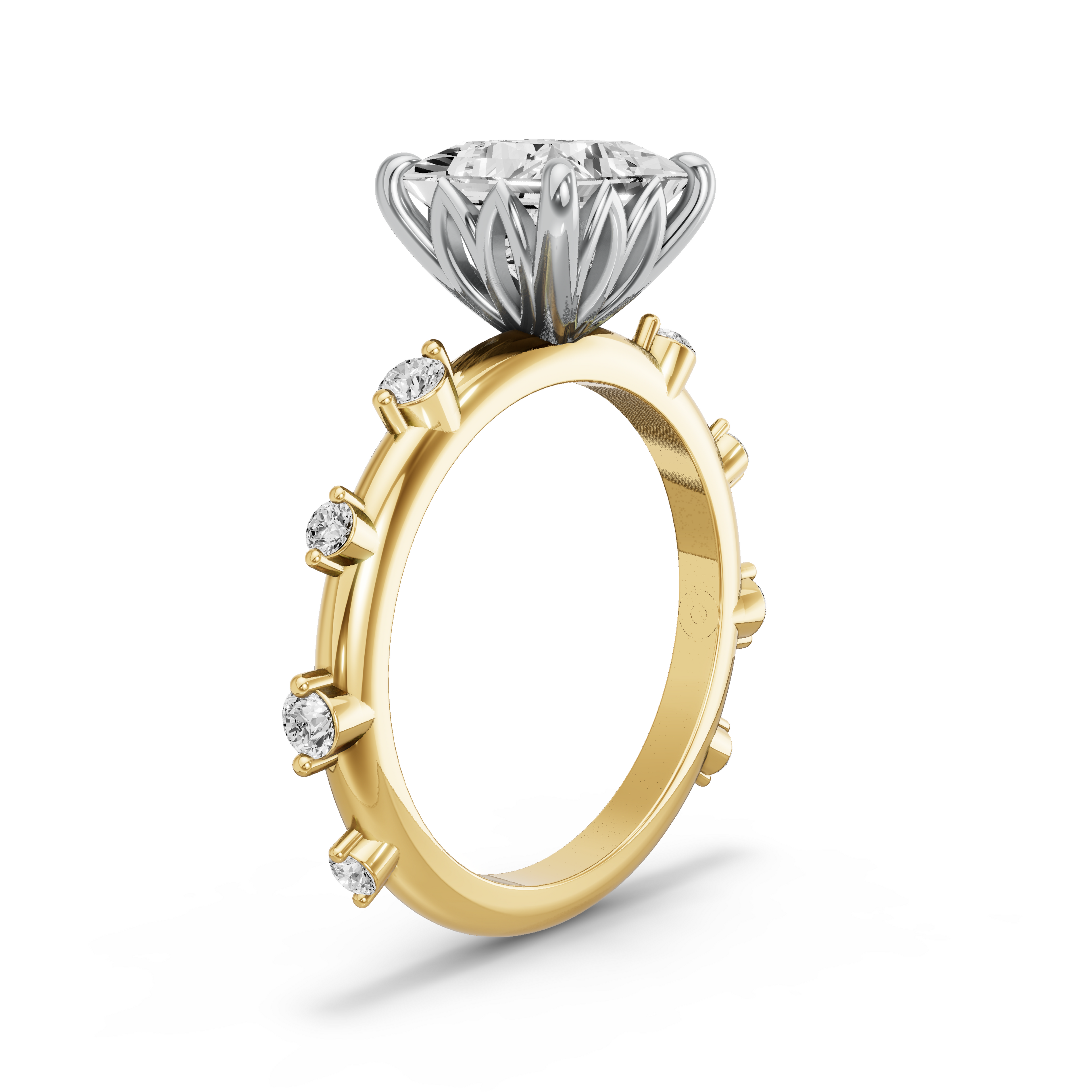 Image for Princess Lotus Basket Ring with Floating Station band in 10K Rose Gold