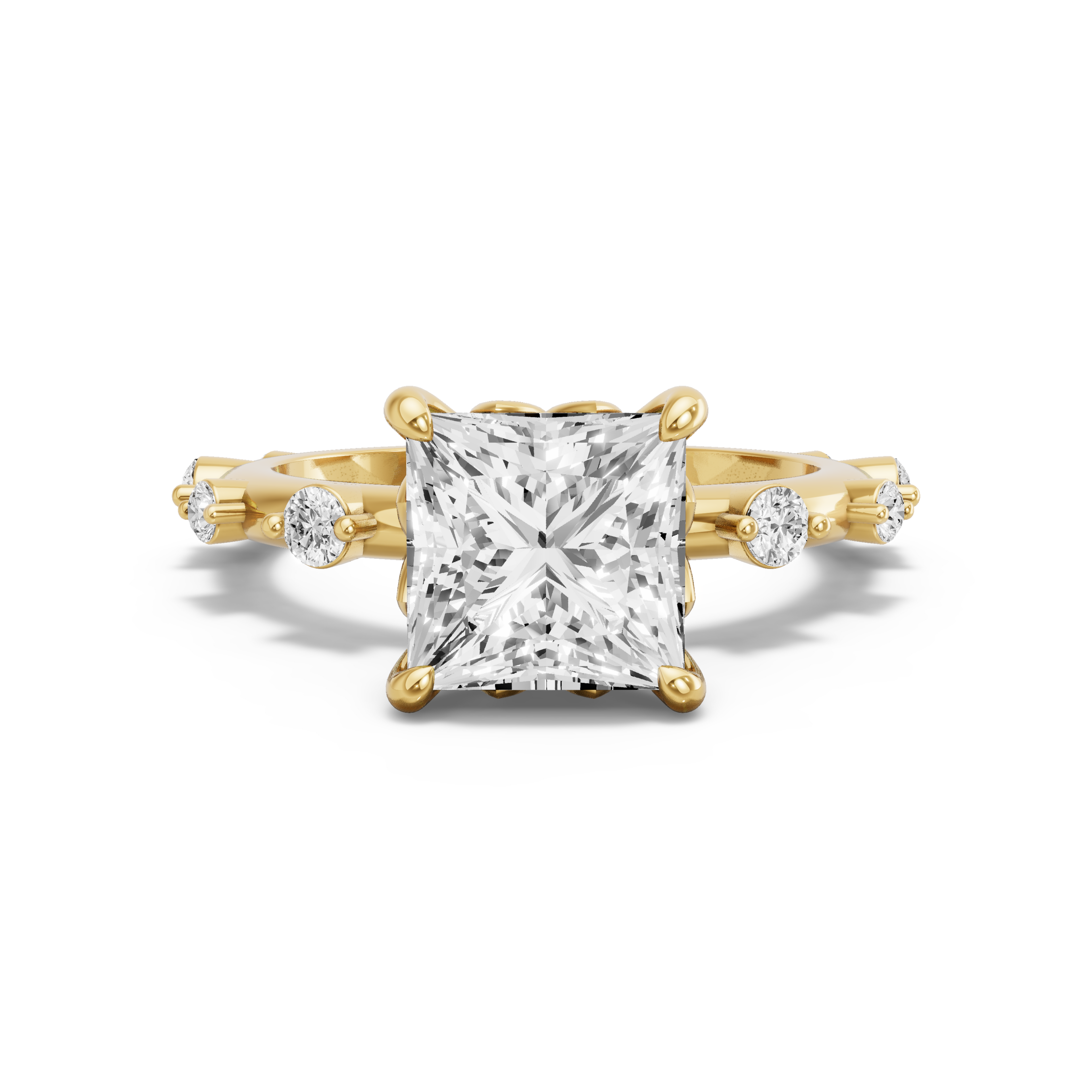 Image for Princess Lotus Basket Ring with Floating Station band in 10K White Gold