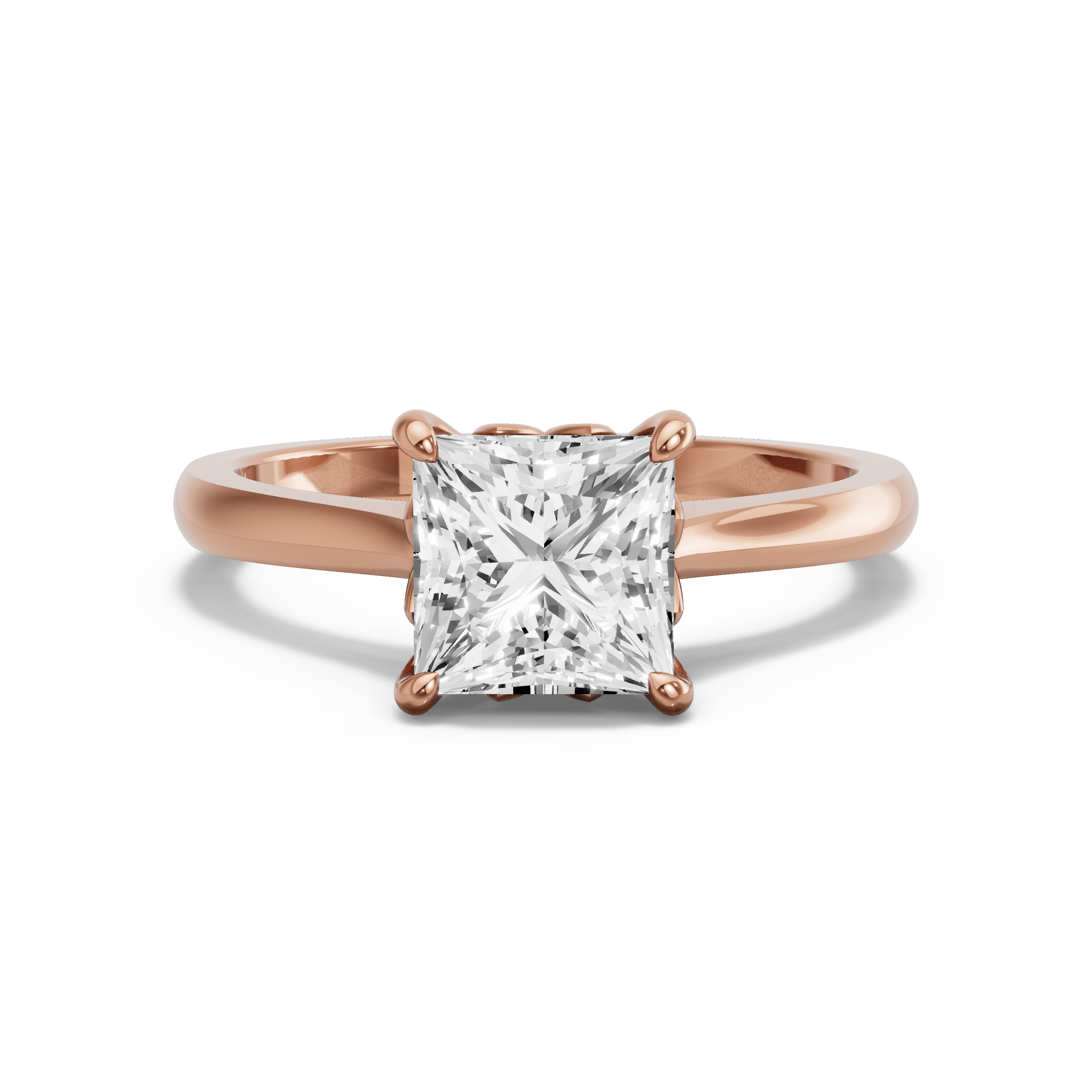 Image for Princess Lotus Basket Ring with Knife Edge Cathedral band in 10K Yellow Gold