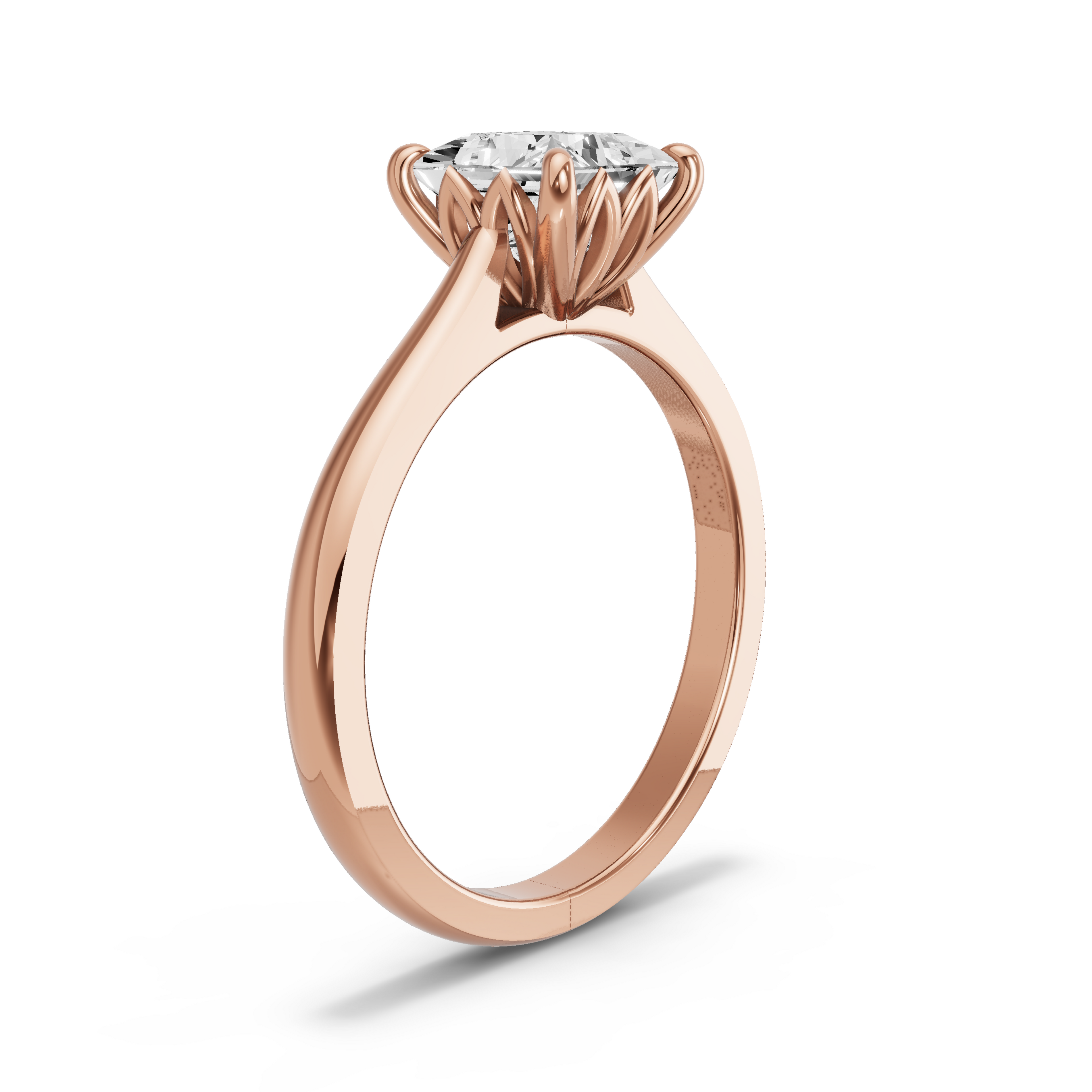 Image for Princess Lotus Basket Ring with Knife Edge Cathedral band in 10K Yellow Gold