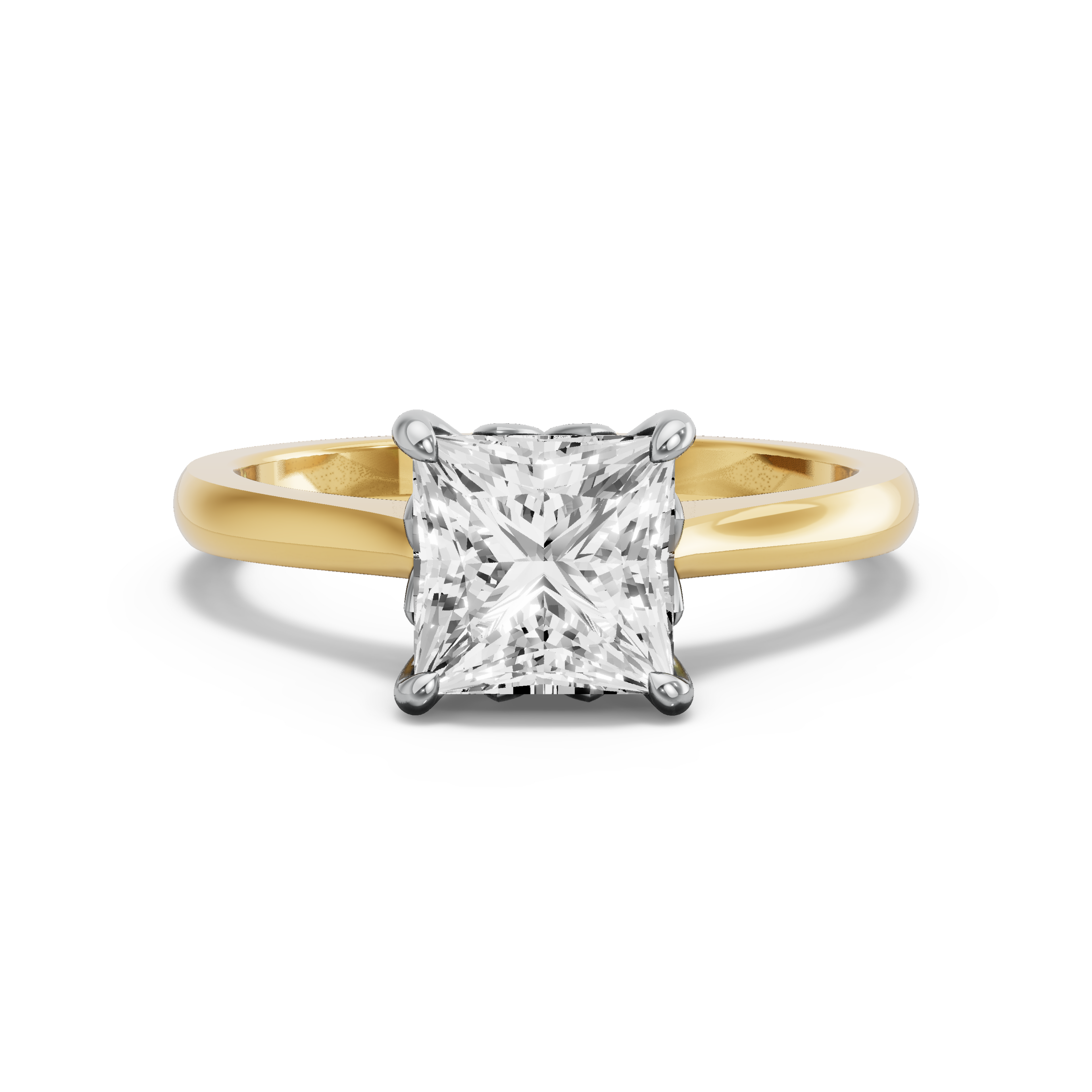 Image for Princess Lotus Basket Ring with Knife Edge Cathedral band in 18K Rose Gold