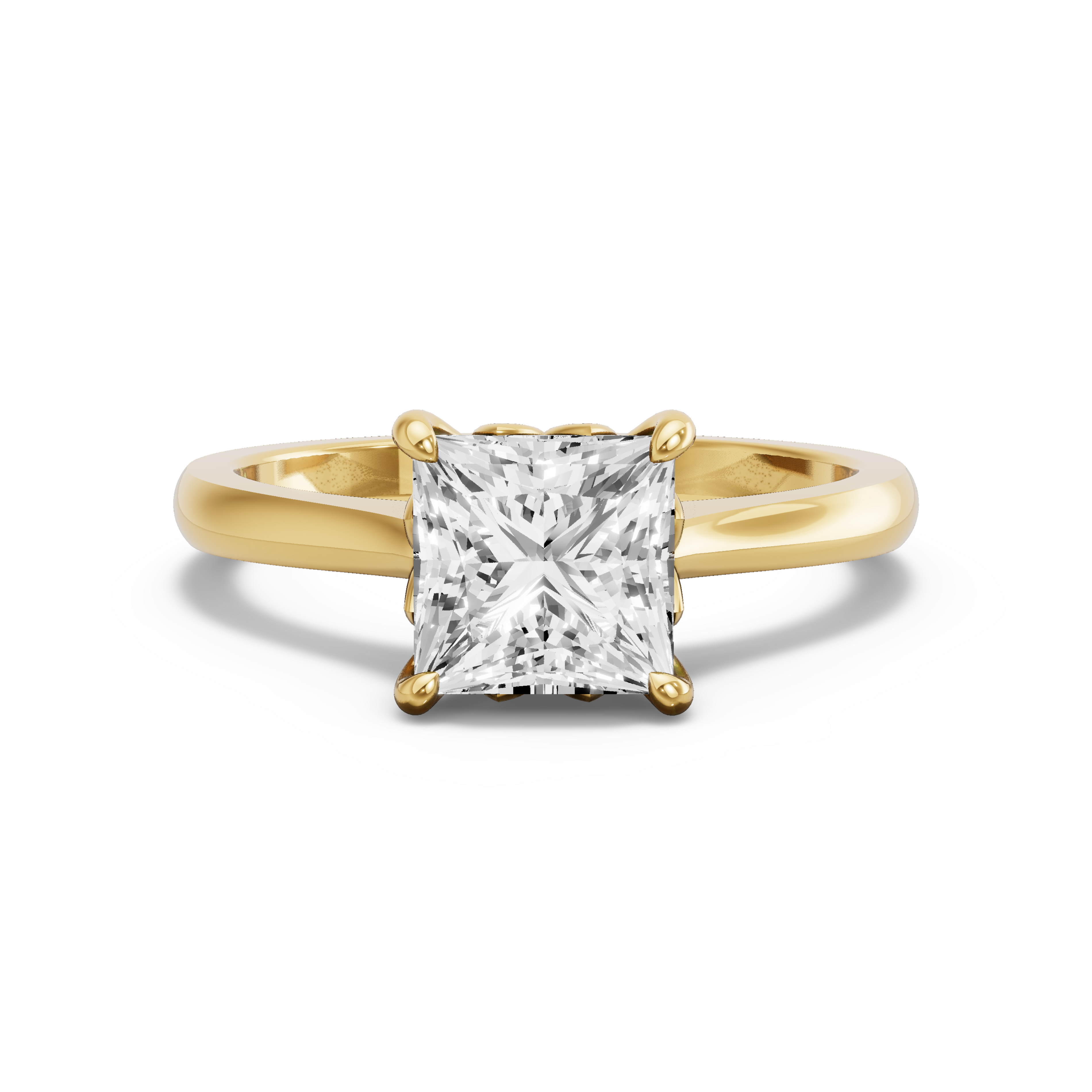 Image for Princess Lotus Basket Ring with Knife Edge Cathedral band in 18K White Gold