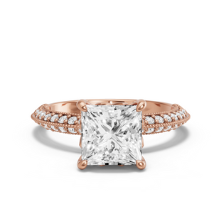 Image for Princess Lotus Basket Ring with Knife Edge Pave band