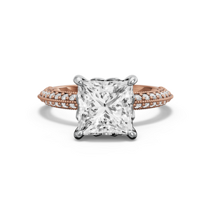 Image for Princess Lotus Basket Ring with Knife Edge Pave band