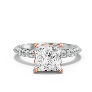 Image for Princess Lotus Basket Ring with Knife Edge Pave band