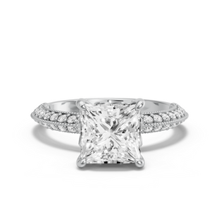 Image for Princess Lotus Basket Ring with Knife Edge Pave band