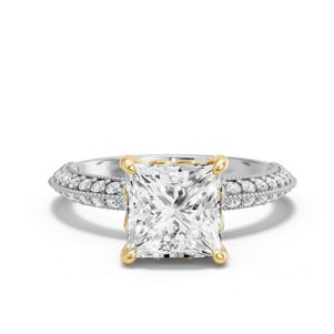 Image for Princess Lotus Basket Ring with Knife Edge Pave band