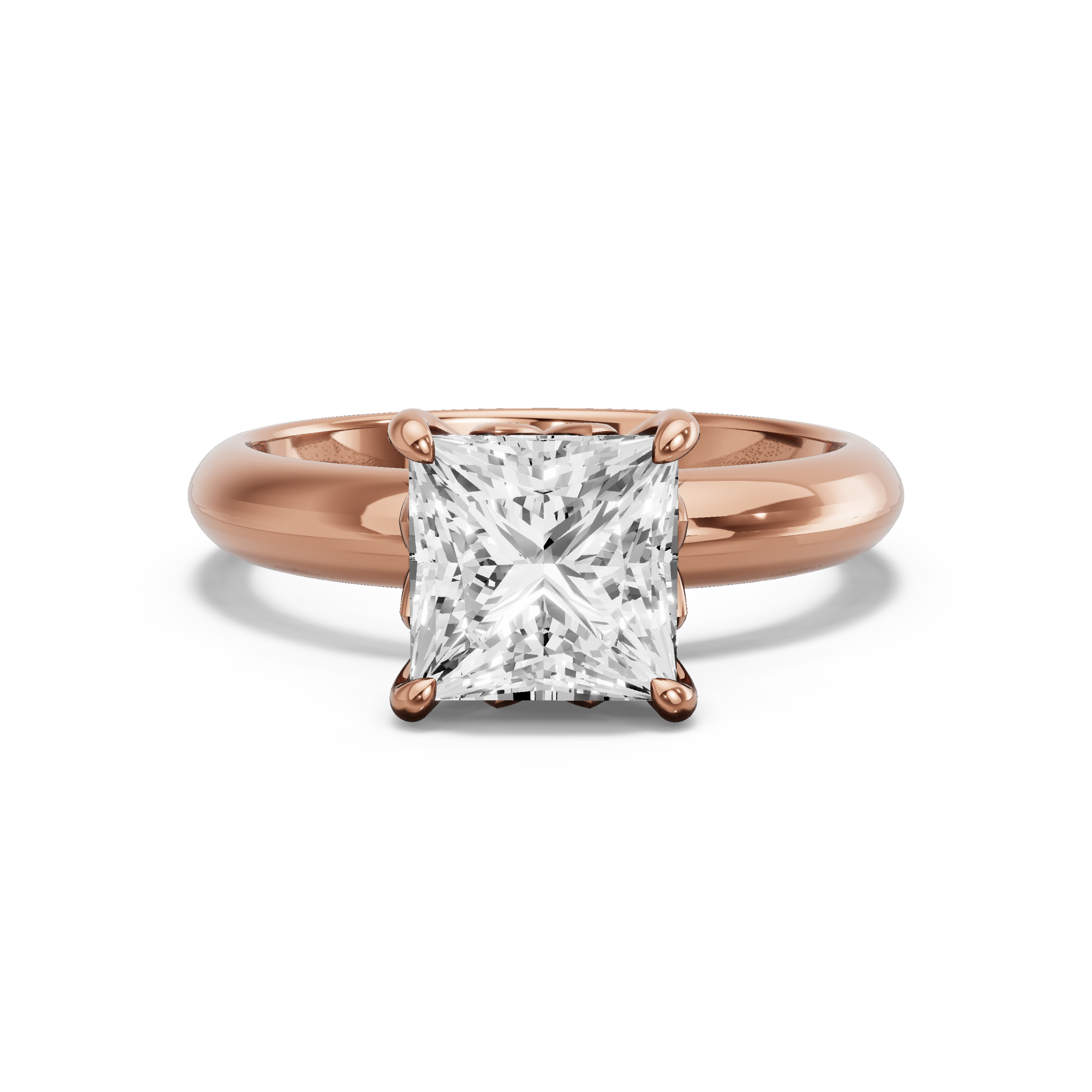 Image for Princess Lotus Basket Ring with Knife Edge Solitaire band in 10K Yellow Gold