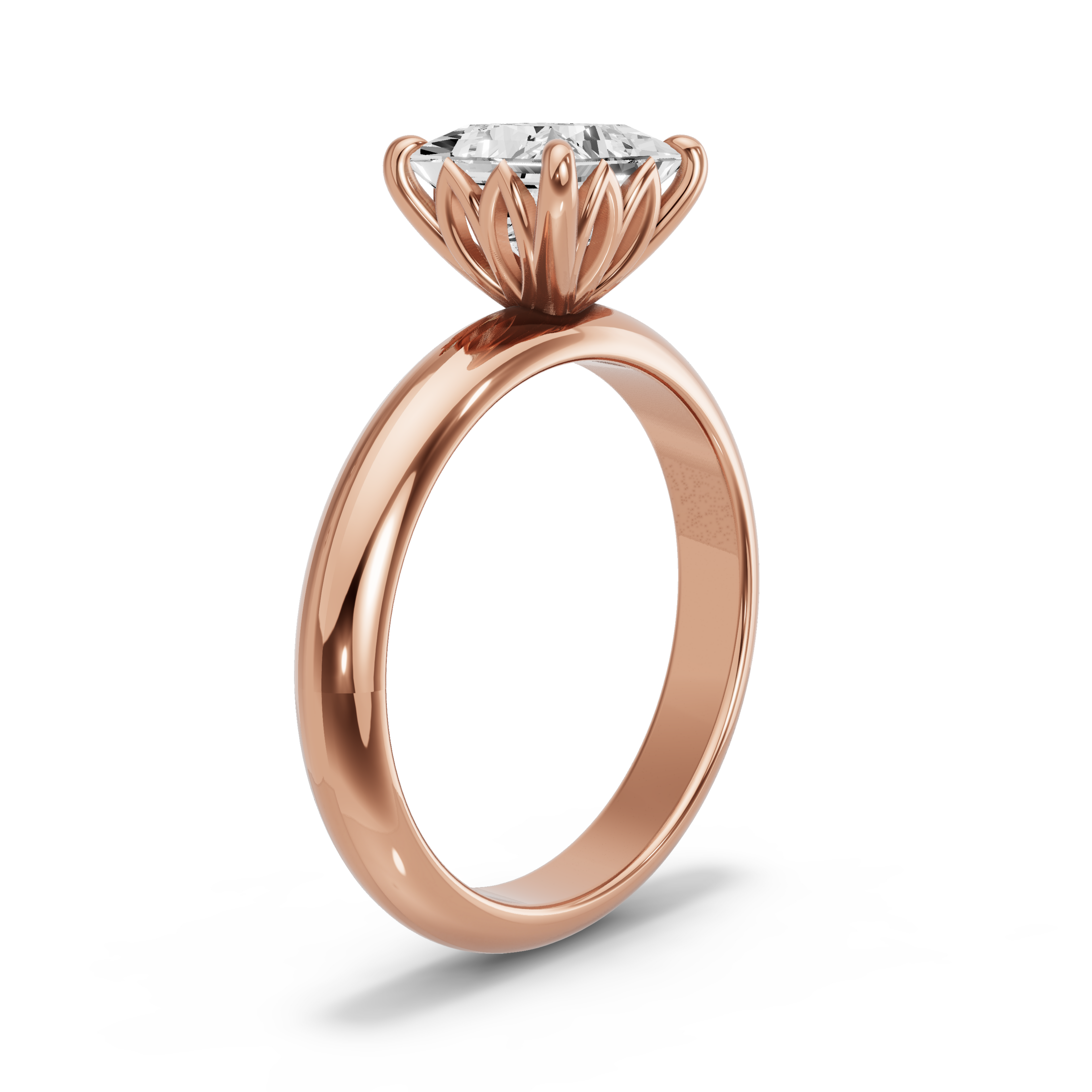 Image for Princess Lotus Basket Ring with Knife Edge Solitaire band in 18K Yellow Gold
