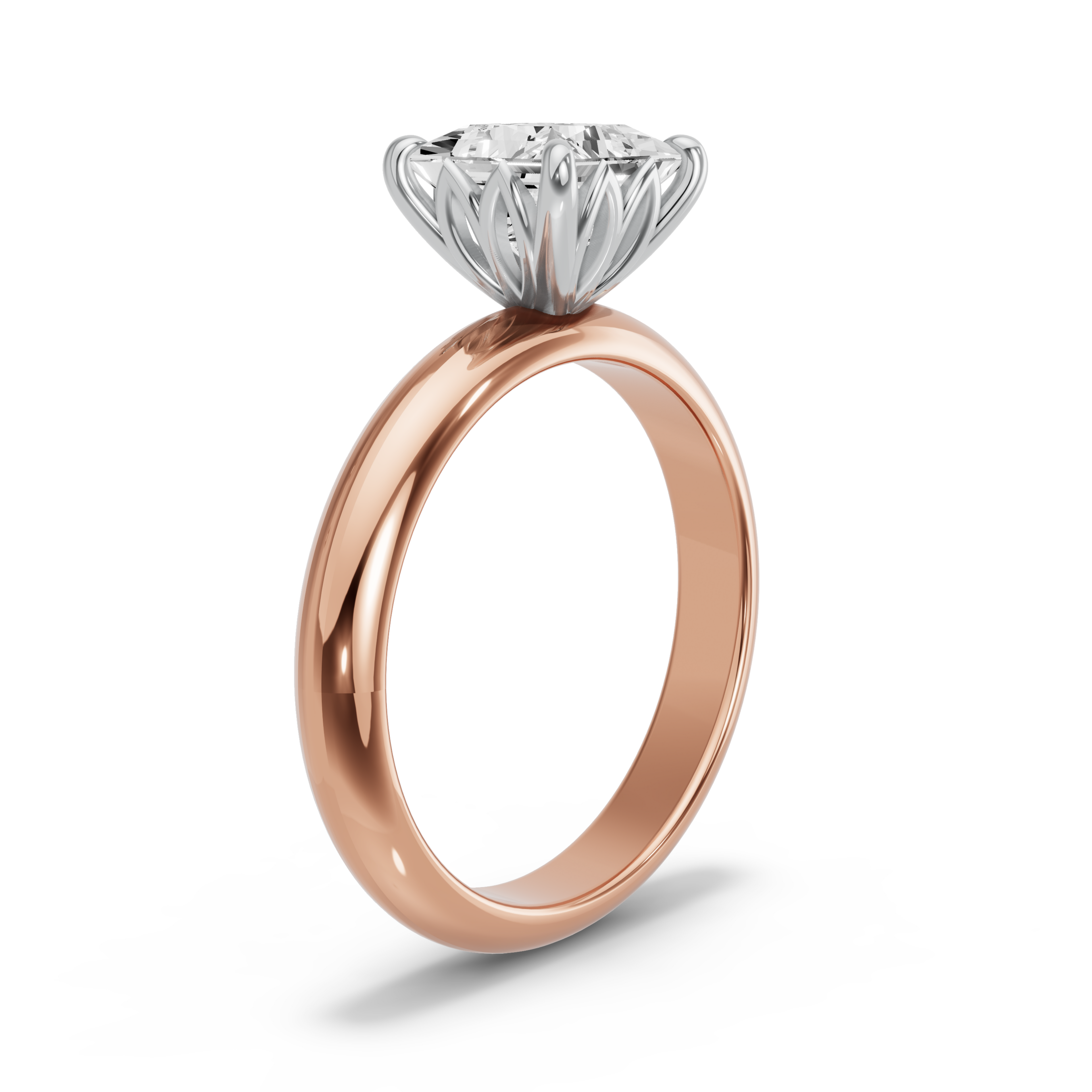 Image for Princess Lotus Basket Ring with Knife Edge Solitaire band in 10K Two Tone Yellow Gold
