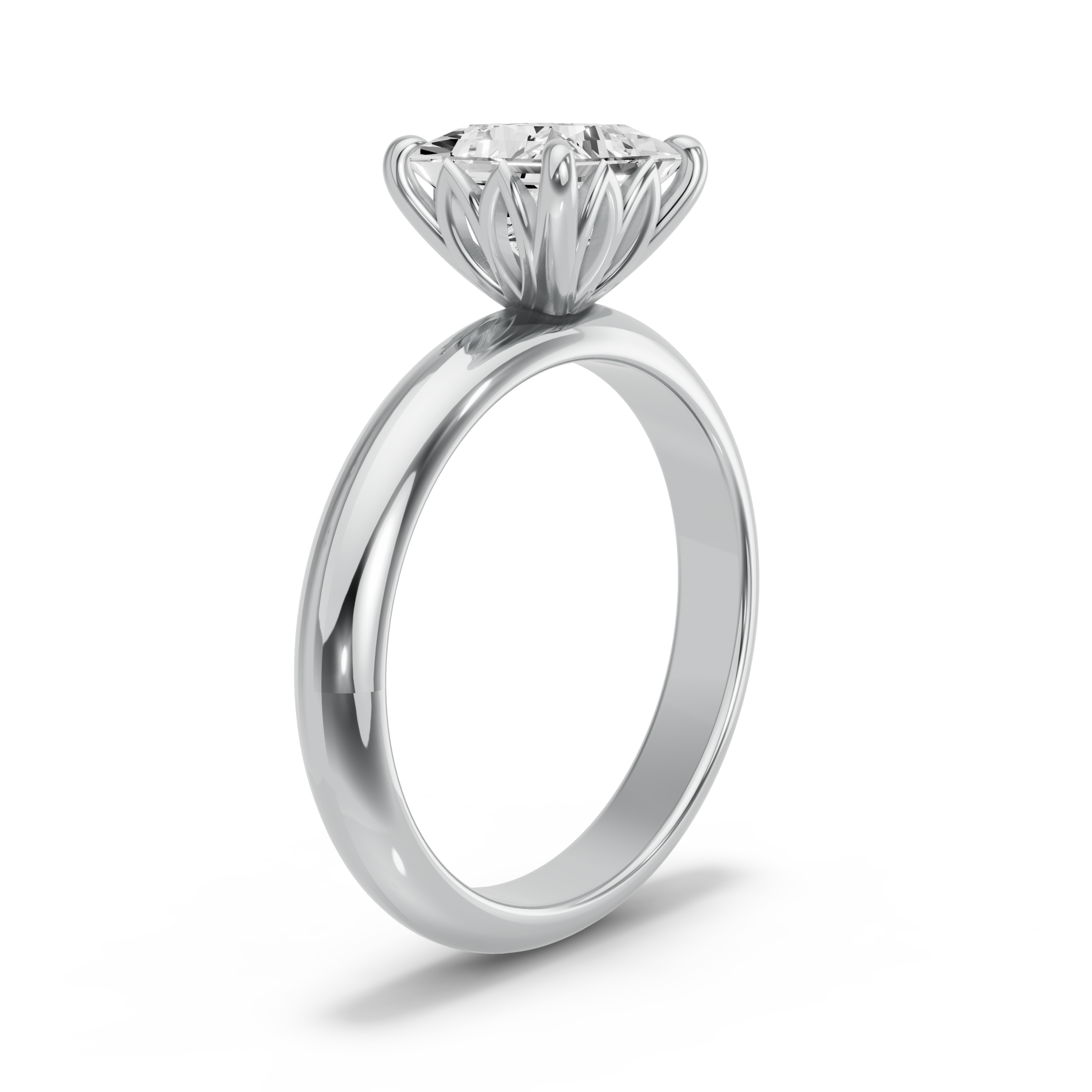 Image for Princess Lotus Basket Ring with Knife Edge Solitaire band in 14K Two Tone Rose Gold