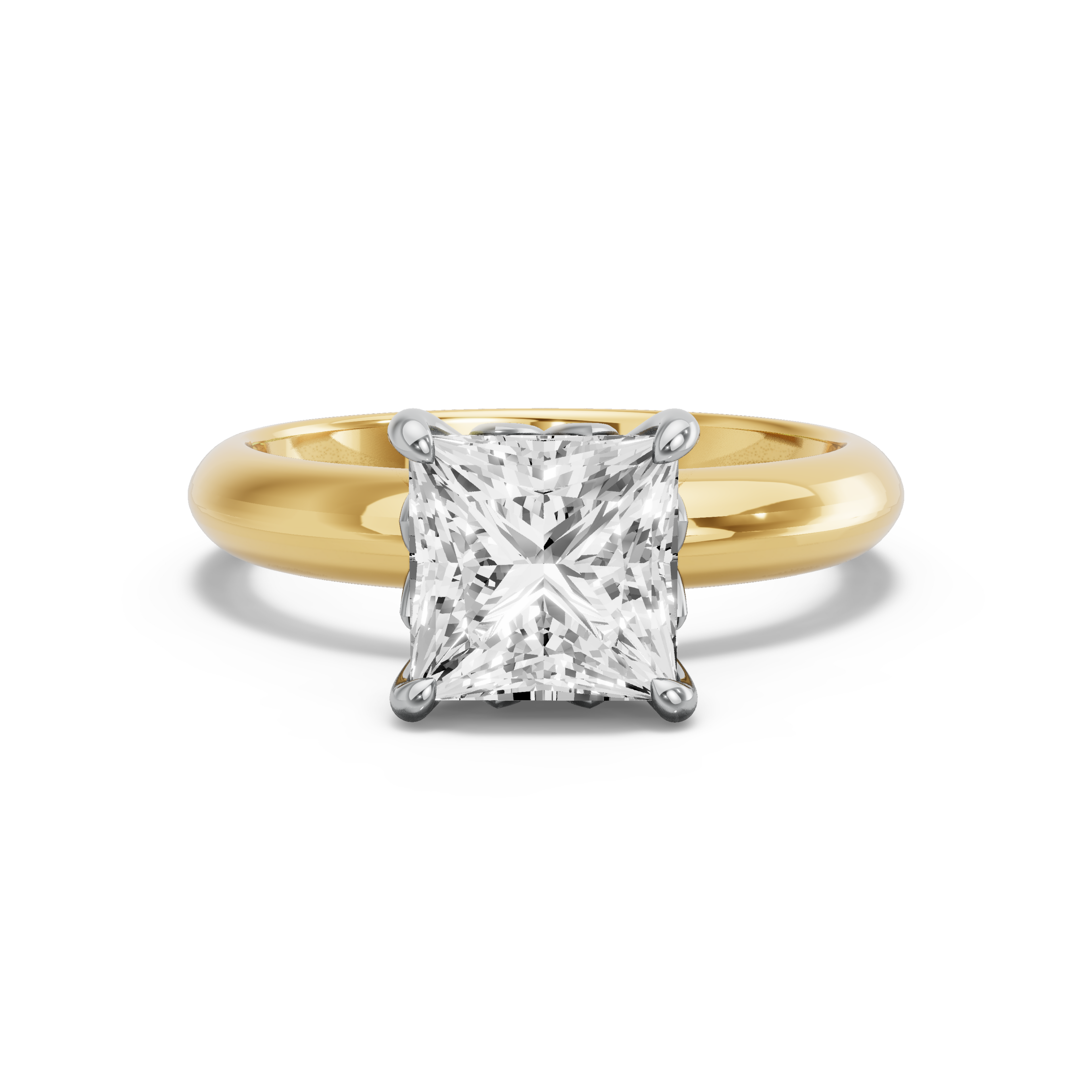 Image for Princess Lotus Basket Ring with Knife Edge Solitaire band in 18K Rose Gold