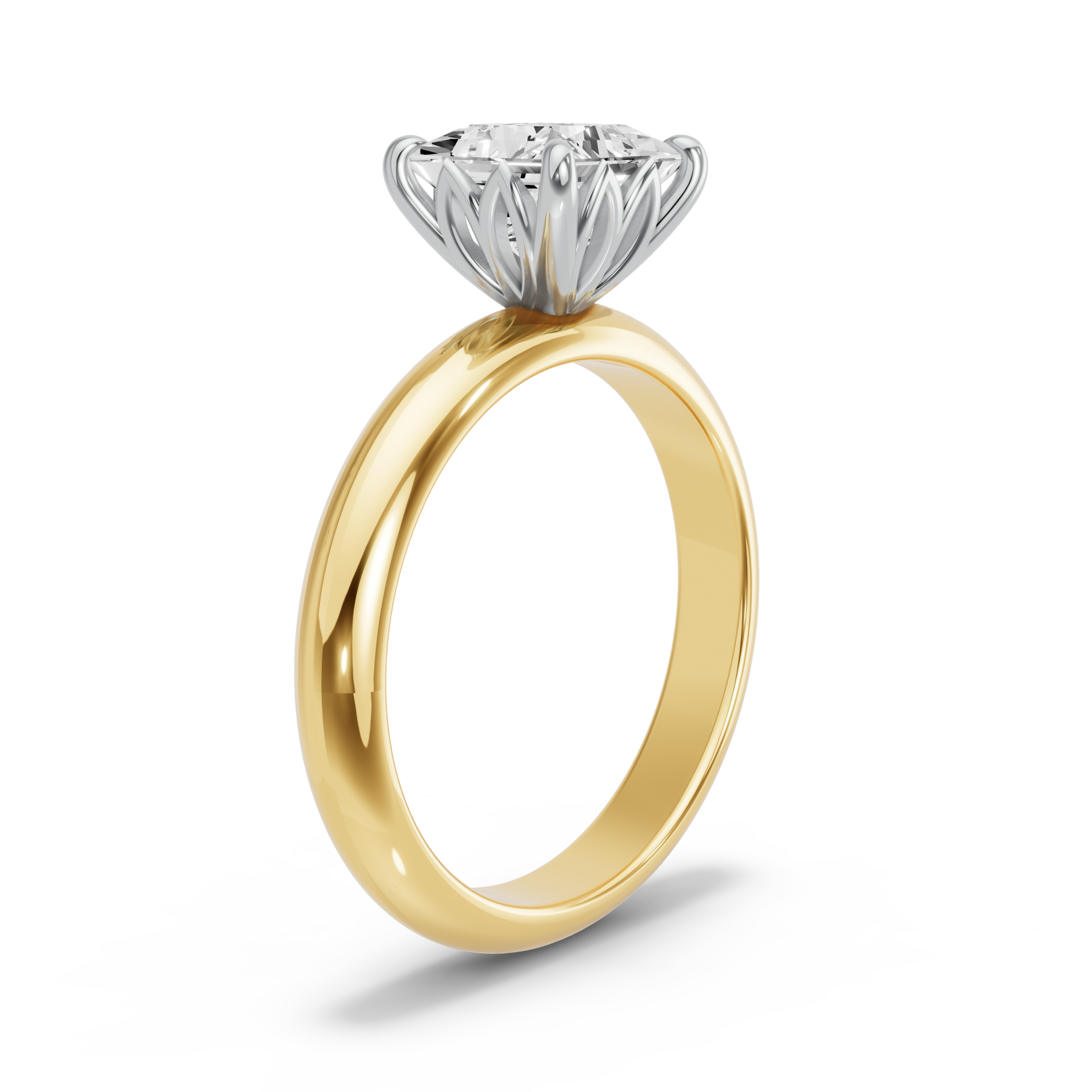 Image for Princess Lotus Basket Ring with Knife Edge Solitaire band in 10K Rose Gold